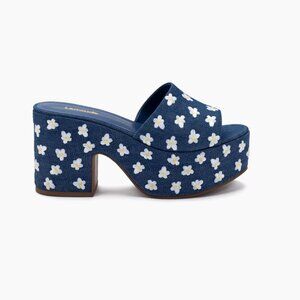 Larroudé Miso Platform Sandal in Denim (New, Size 6)